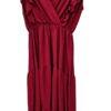 Vestido largo cruzado de punto en color rojo intenso para chica, escote cruzado con volantes, tiras adornadas y falda de capa