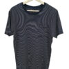 Camiseta de chico de rayas horizontales finas en azul oscuro y blanco, tejido algodón poliéster, manga corta, cuello redondo