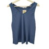 Camiseta de tirantes unicolor para chica en azul denim, corte recto y holgado, sin adornos, confeccionada en viscosa ligera y