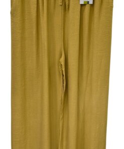 Pantalón largo holgado de verano para chica en color mostaza, tejido 100% viscosa ligero y suave, cintura elástica con cordón