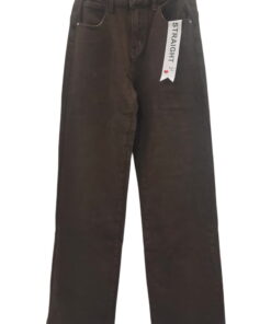 Pantalón vaquero recto para chica en color chocolate, tejido elástico de algodón, cinco bolsillos, cierre de botón y cremalll