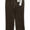 Pantalón vaquero ancho para chica, tejido elástico de algodón con animal print marrón chocolate, corte recto, bolsillos y cre