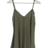 Top de tirantes ajustables verde oliva para chica en tejido de viscosa, escote en V y puntilla decorativa en el busto, corte.