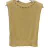 Top de punto sin mangas y hombreras en amarillo mostaza para chica, con escote redondo, tachas metálicas decorativas y doblad
