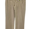 Pantalón vaquero beige de pata ancha para chica con botones aperlados decorativos en la parte frontal, bolsillos y cierre de