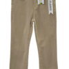 Pantalón vaquero acampanado beige para chica, tiro alto, bolsillos delanteros y traseros, algodón elástico, bajo con dobladil