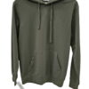 Sudadera de chico en color verde olivo unicolor, con capucha ajustable mediante cordones, bolsillo canguro y puños acanalados