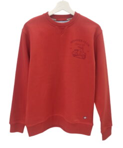 Sudadera de chico en color rojo con cuello redondo, corte regular y estampado en el pecho Scooter Club Rider Life en tono a y