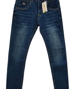Pantalón vaquero básico azul oscuro para chico, corte regular, algodón con elastano, bolsillos clásicos, cierre de botón metá