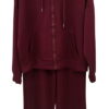 Conjunto de chándal monocolor en burdeos para chica, con sudadera de capucha y cremallera frontal, bolsillo canguro y pantaló