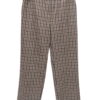 Pantalón de cuadros tipo chino para chica, corte recto, tonos marrón y beige, cinturón negro de material sintético y hebilla
