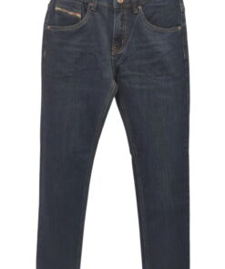 Pantalón vaquero de chico en azul oscuro, corte estrecho slim, tejido denim con elastano, cinco bolsillos, costuras en hilo a