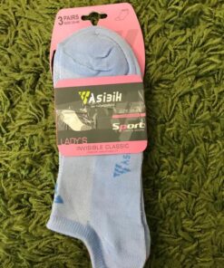 Calcetines de algodón tobilleros invisibles colores surtidos (azul claro, blanco y rosa) con marca. Paquetes de 3 pares. Tallas 35-40