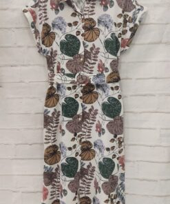 Vestido midi con hojas multicolor