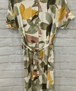 Vestido largo hojas con cinto