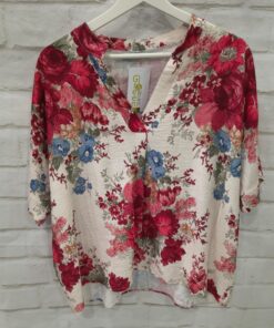 Blusa floreada cuello mao