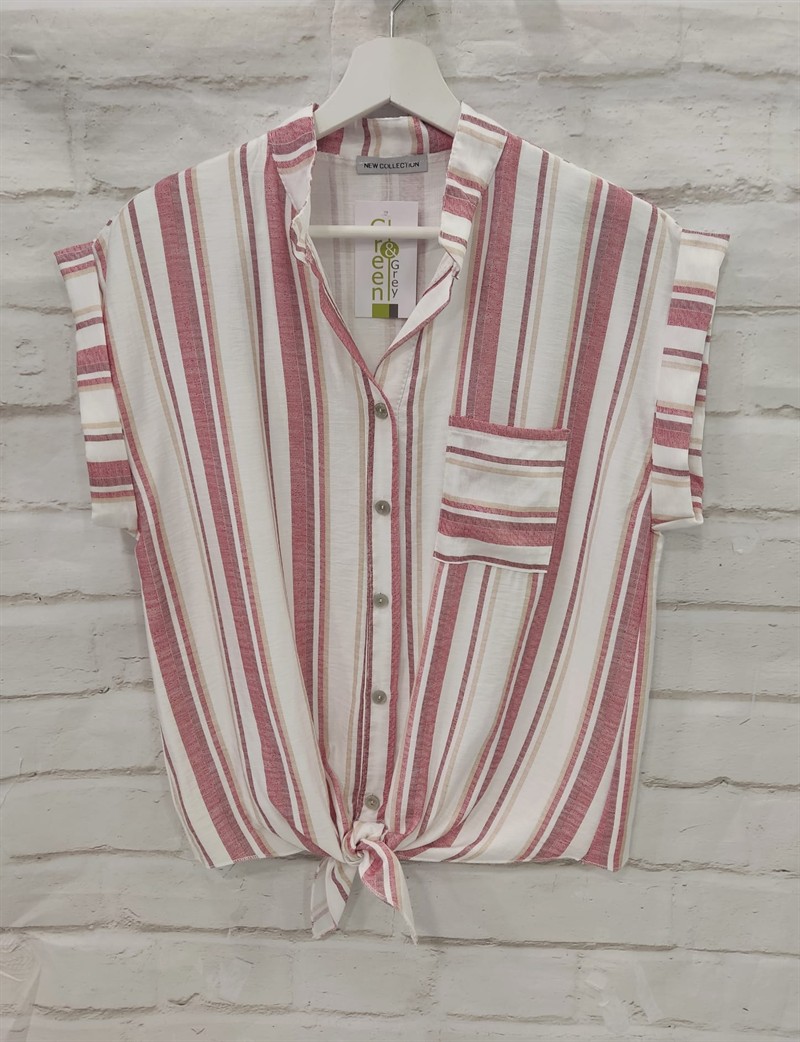 Camisa cuello mao rayas claras