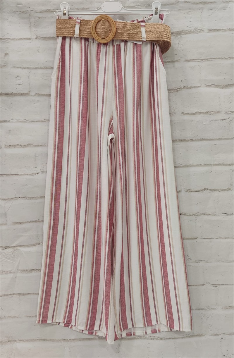 Pantalón culotte rayas con cinturón
