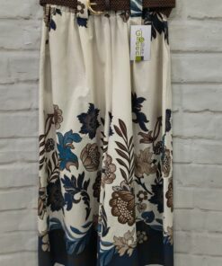 Pantalón culotte floreado con cinturón