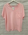 Camiseta oversize unicolor con bolsillo