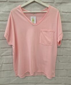 Camiseta oversize unicolor con bolsillo