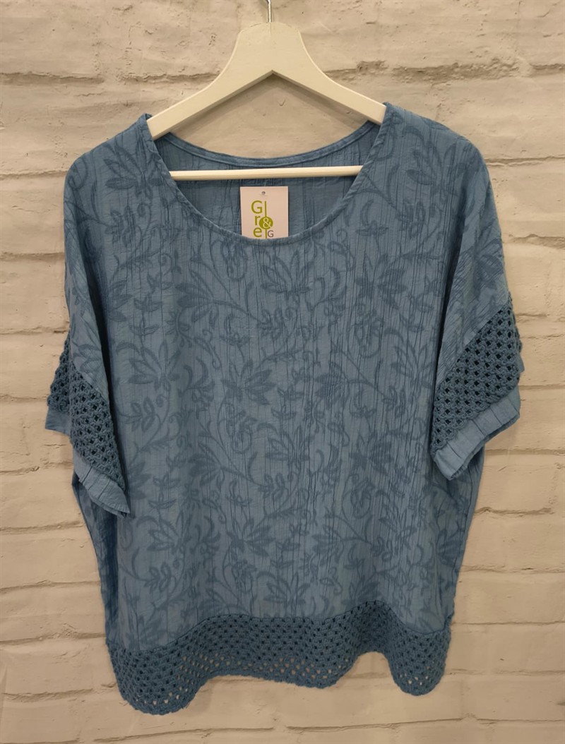 Blusa relieve con puntilla