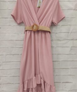 Vestido cruzado midi con cinturón