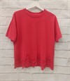 Camiseta unicolor con puntilla