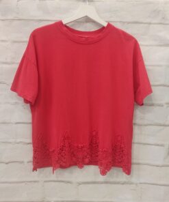 Camiseta unicolor con puntilla