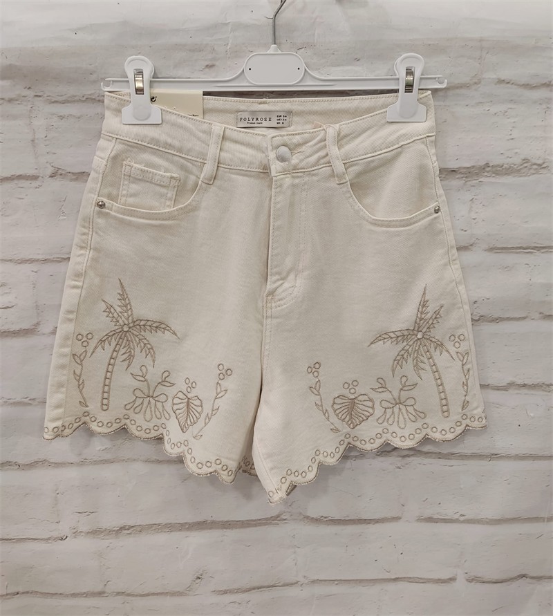 Short vaquero bordado palmeras