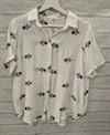 Camisa manga corta flores bordadas