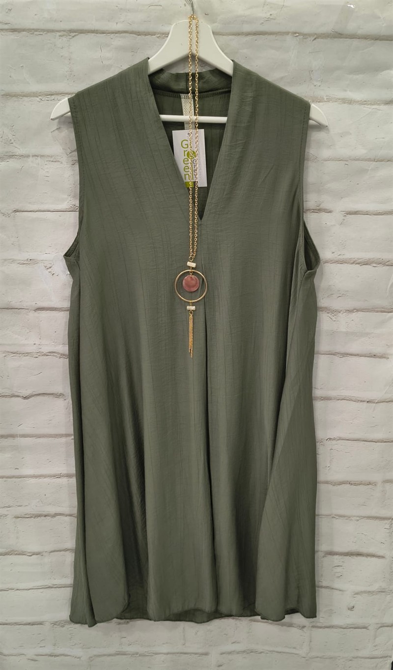 Vestido midi unicolor con collar