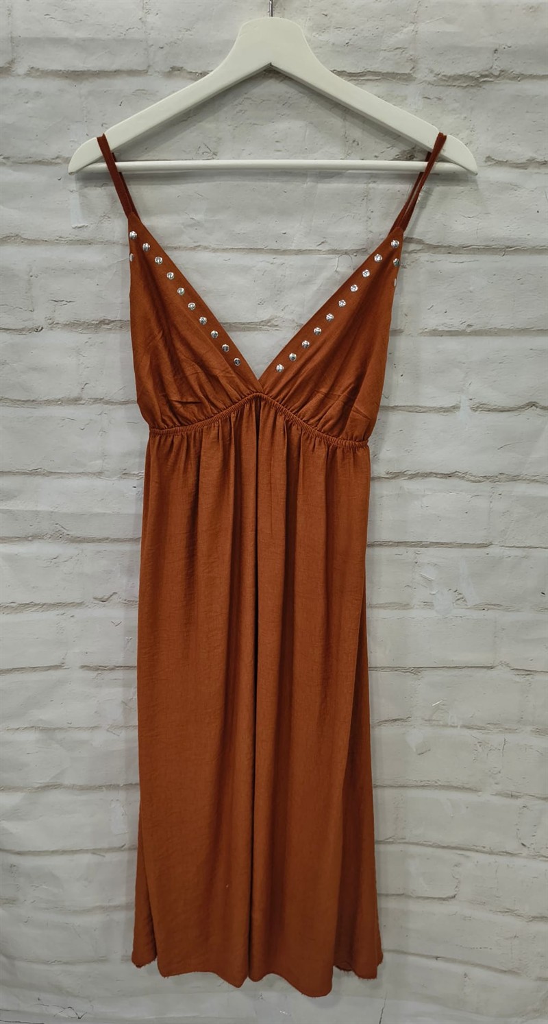 Vestido corto tiras con tachas