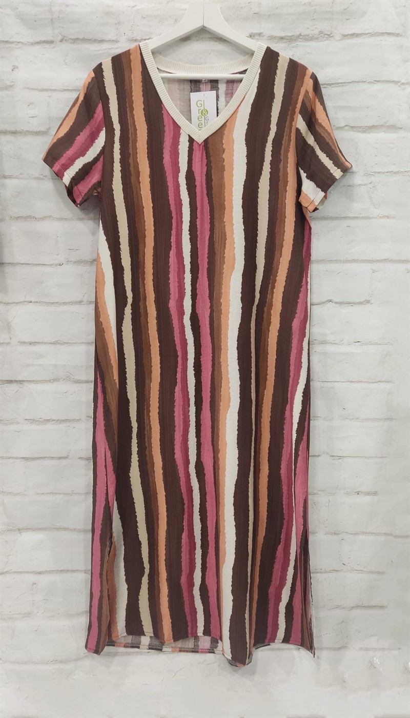 Vestido pinceladas multicolor manga corta