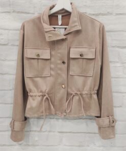 Chaqueta de ante bolsillos altos