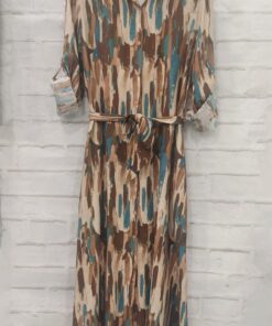 Vestido largo manga larga tonos otoñales