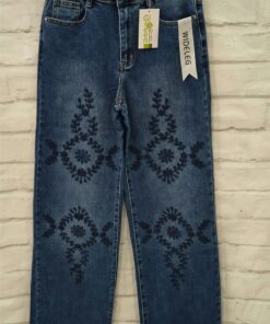 Vaquero chica wide leg bordado de flores