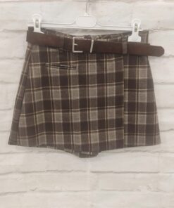 Falda pantalón cuadros con cinturón