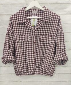 Camisa ancha cuadros con bajo elástico