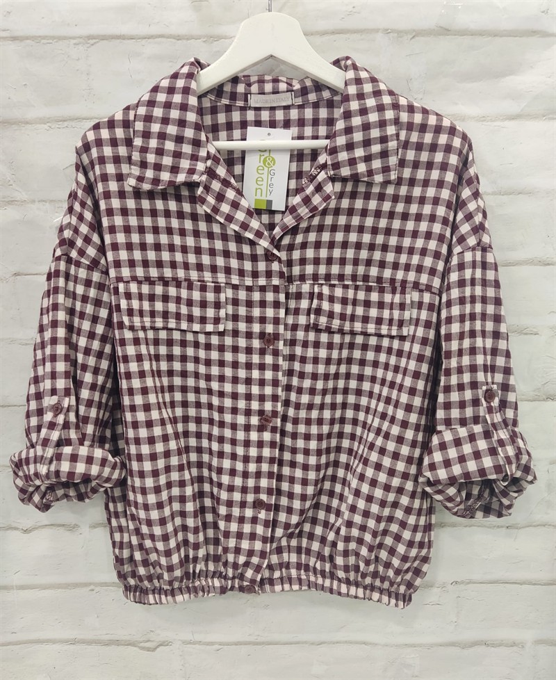 Camisa ancha cuadros con bajo elástico