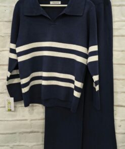 Conjunto de punto jersey a rayas