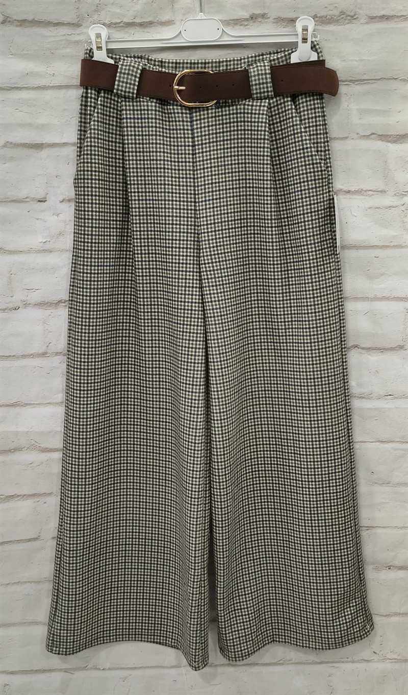 Pantalón ancho a cuadros invierno